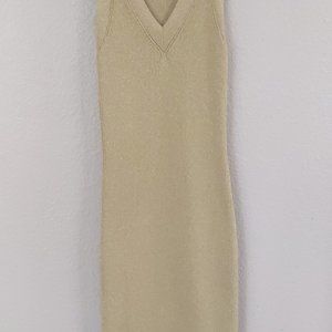 Micheal Kors Sleeveless Gold Ribbed Dress